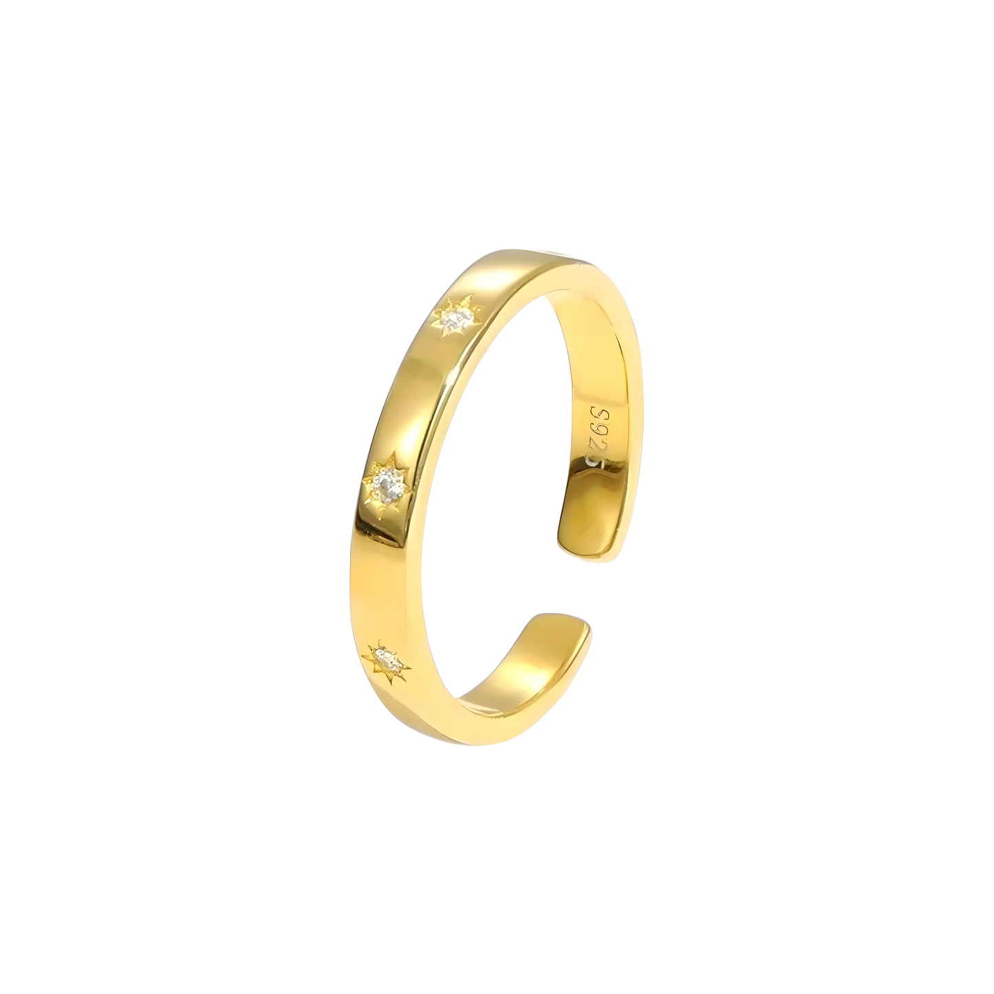 Vielring - Kristall Sterne Ring - 925 Silber - Gold