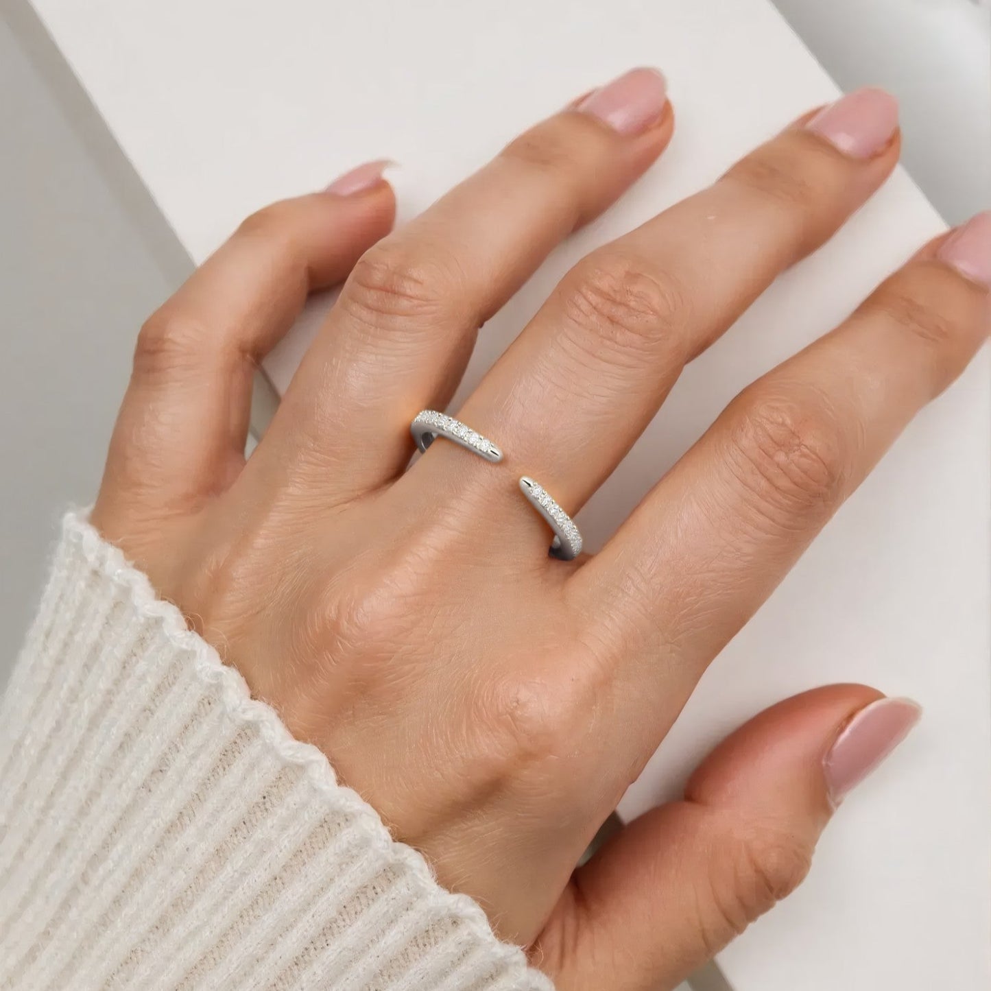 Vielring - Offener Kristall Ring - 925 Silber - Gold