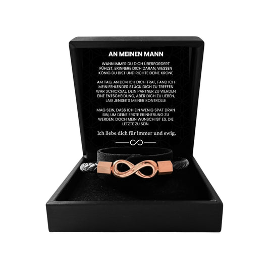 Vielring - "An meinen Mann" Personalisiertes Unendlichkeits-Armband - Roségold / 19 cm - Schmales Handgelenk
