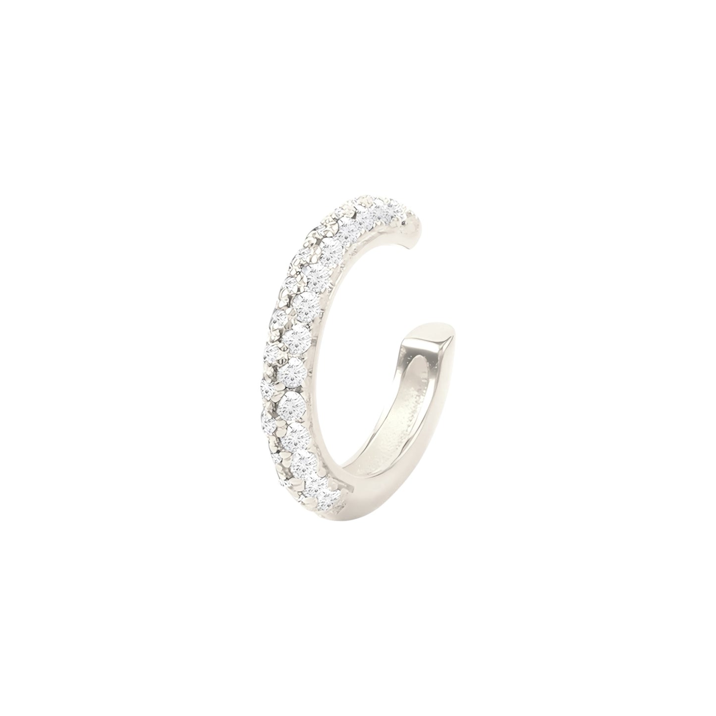 Vielring - Abgerundeter Zirkonia Ear Cuff - 925 Silber - Silber / Einzeln