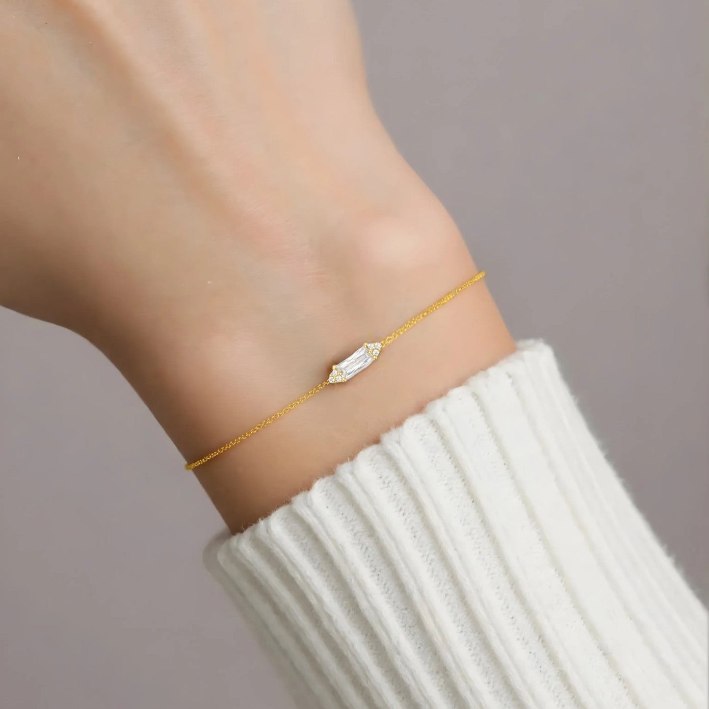 Vielring - Rechteck Zirkonia Armband - 925 Silber - Gold