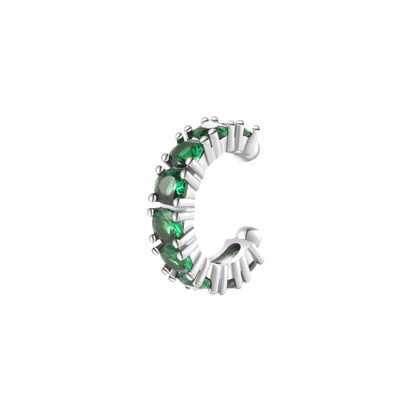 Vielring - Grüner Zirkonia Steinen Ear Cuff - 925 Silber - Silber / Einzeln