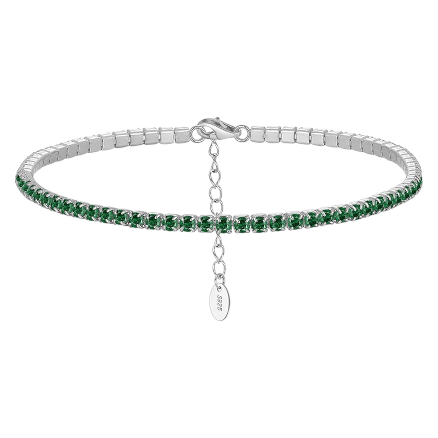 Vielring - Tennis Armband Grün - 925 Silber - Silber / 2 mm