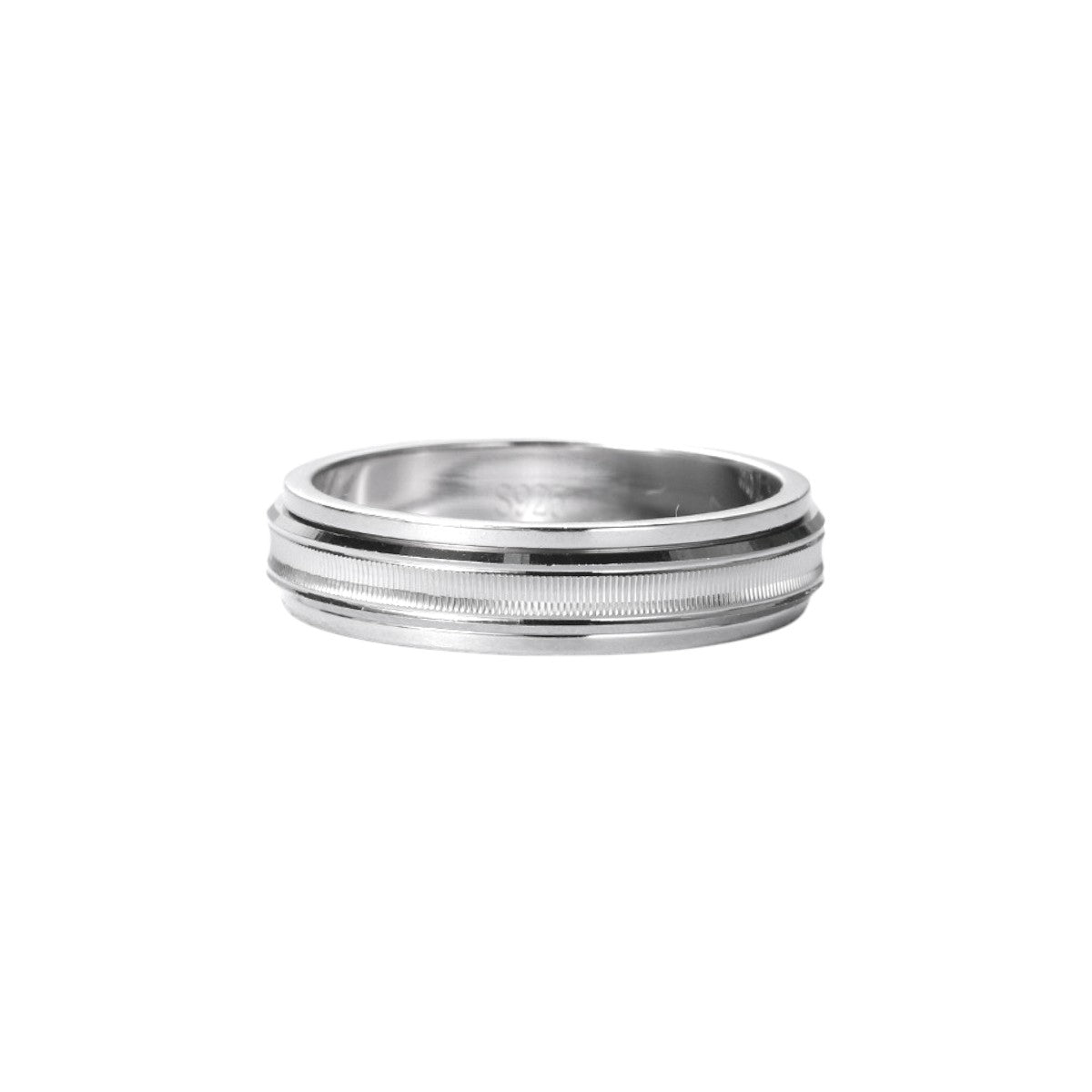 Vielring - Geriffelter Drehbarer Ring - 925 Silber - Silber / 16 mm - US 6