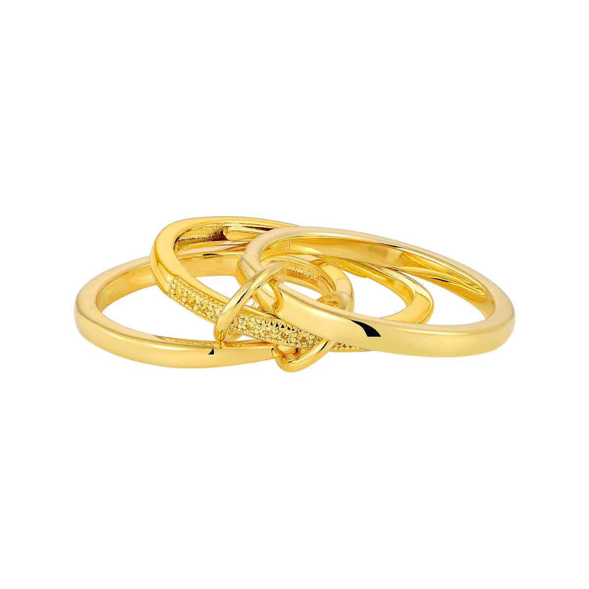 Vielring - Verbundene Dreier Ringe mit Zirkonia Steinen - 925 Silber - Gold