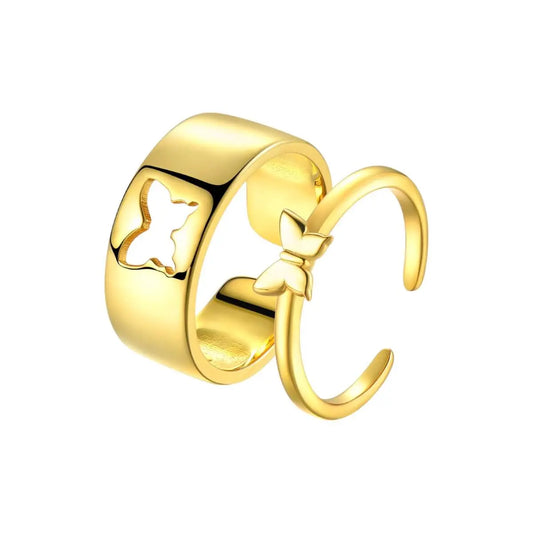 Vielring - Schmetterling Paar Ringe • Jahrestag Ringe • Silber 925 - Gold / Kupfer