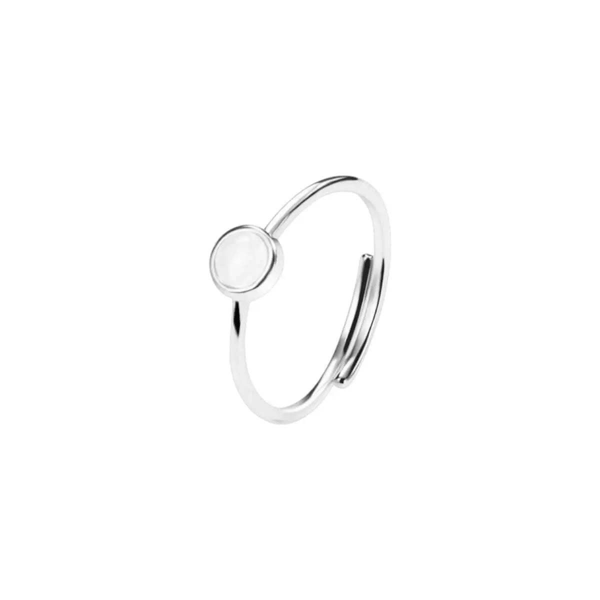 Vielring - Weißer Stein Ring verstellbar - 925 Silber - Silber