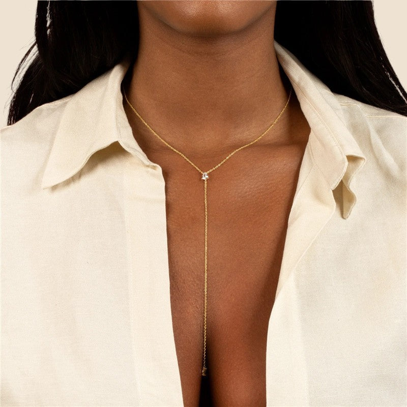 Vielring - Y Zirkonia Halskette - 925 Silber - Gold