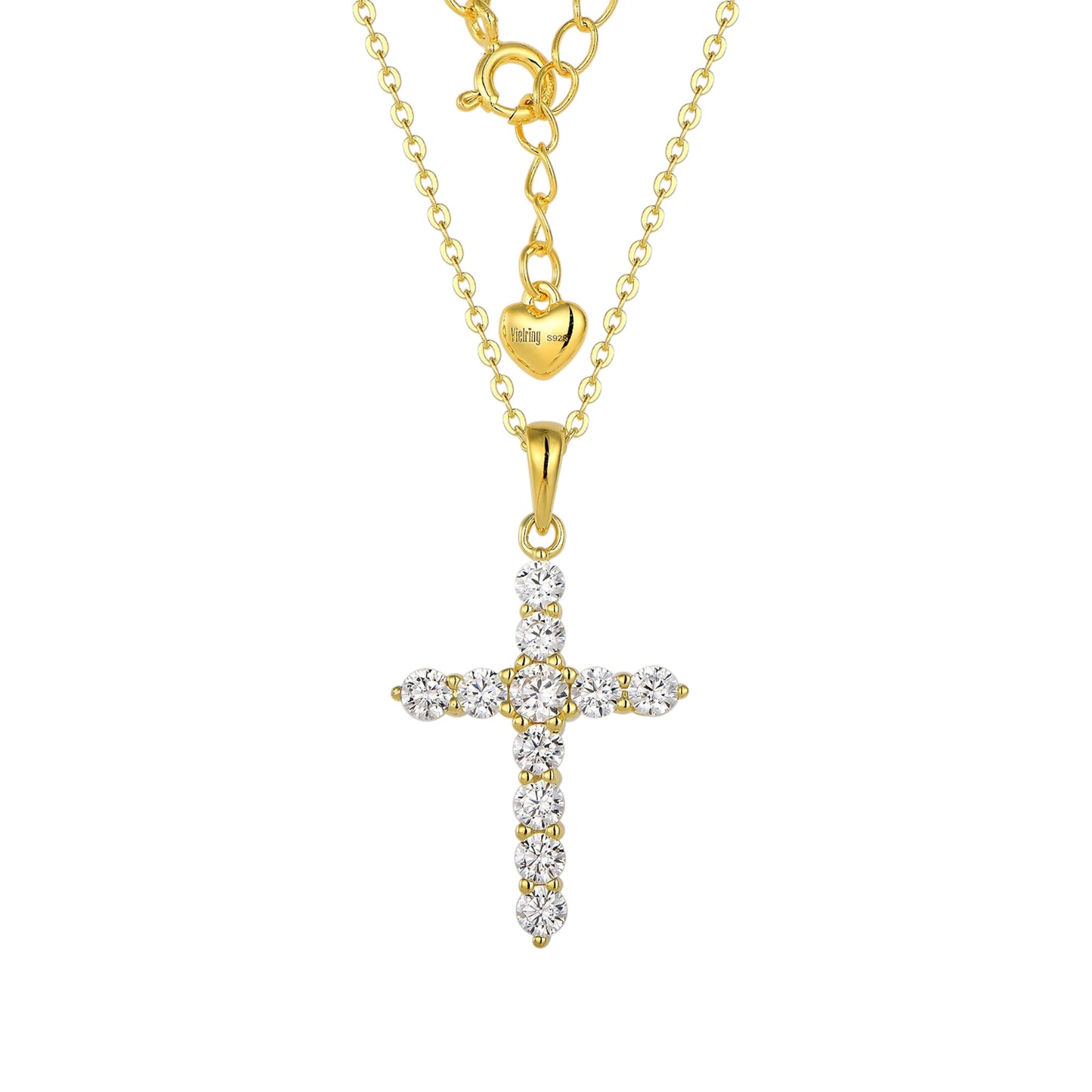 Vielring - Kreuz Zirkonia Halskette - 925 Silber - Gold