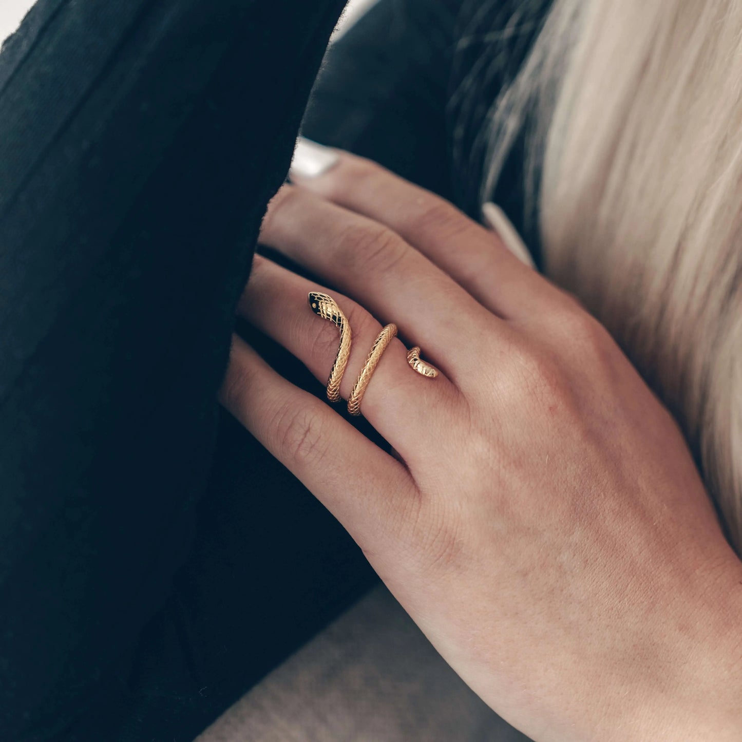 Vielring - Massiver Schlangenring - 925 Silber - Gold / Kupfer