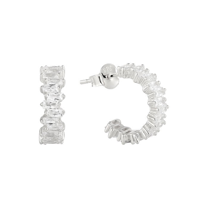 Vielring - Baguette Zirkonia Ohrringe - 925 Silber - Silber