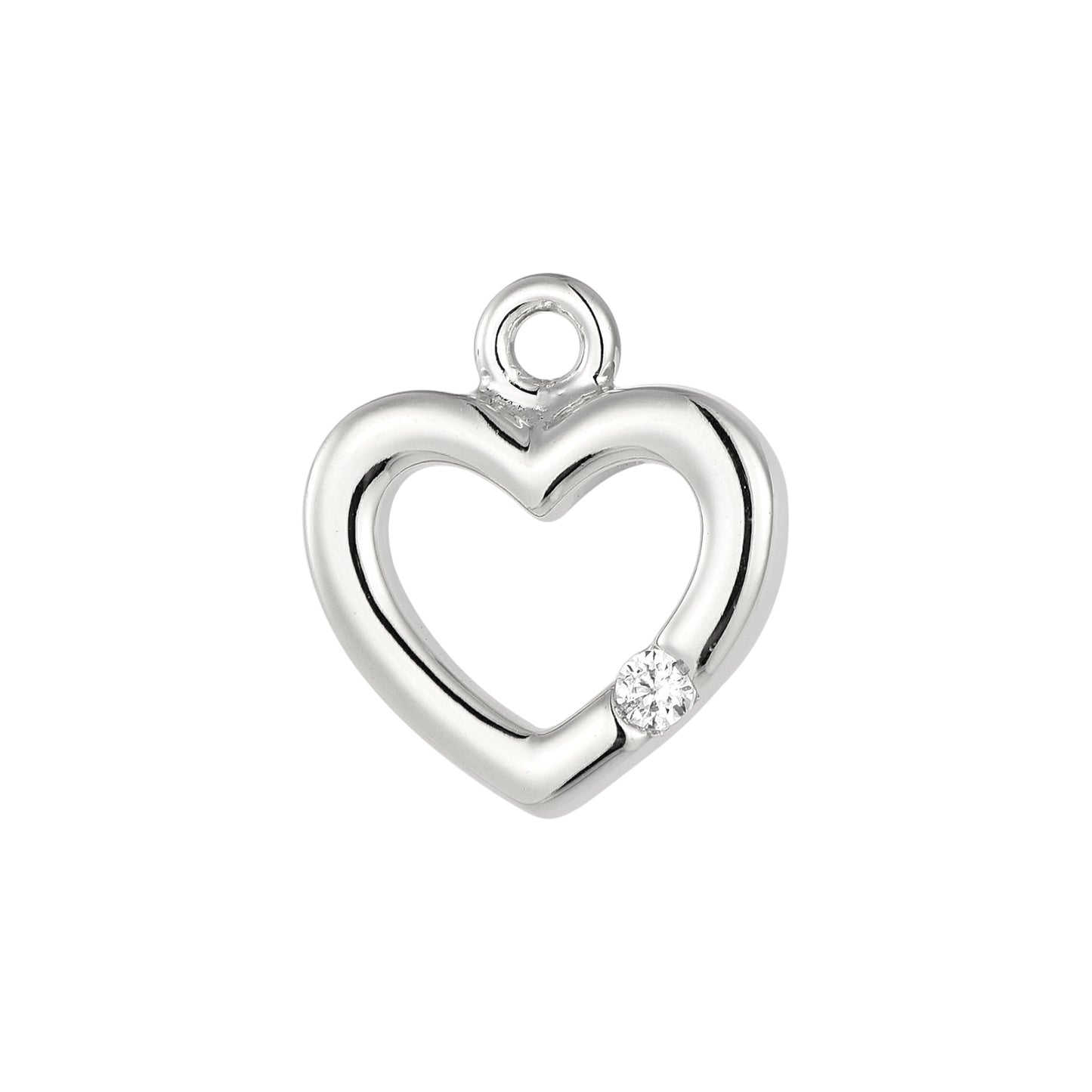 Vielring - Herz Charm mit Zirkonia Stein - 925 Silber - Silber