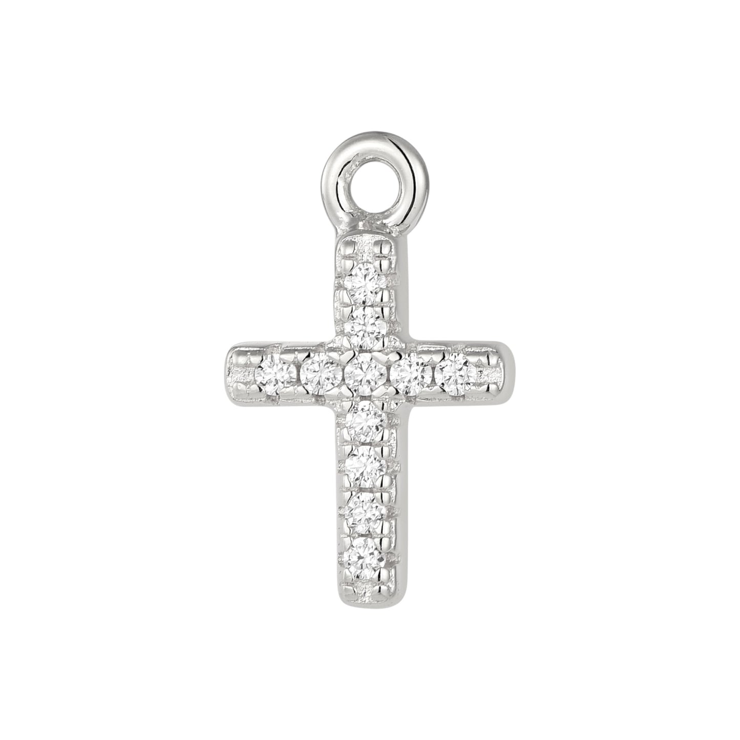 Vielring - Kreuz Charm mit Zirkonia Steinen - 925 Silber - Silber