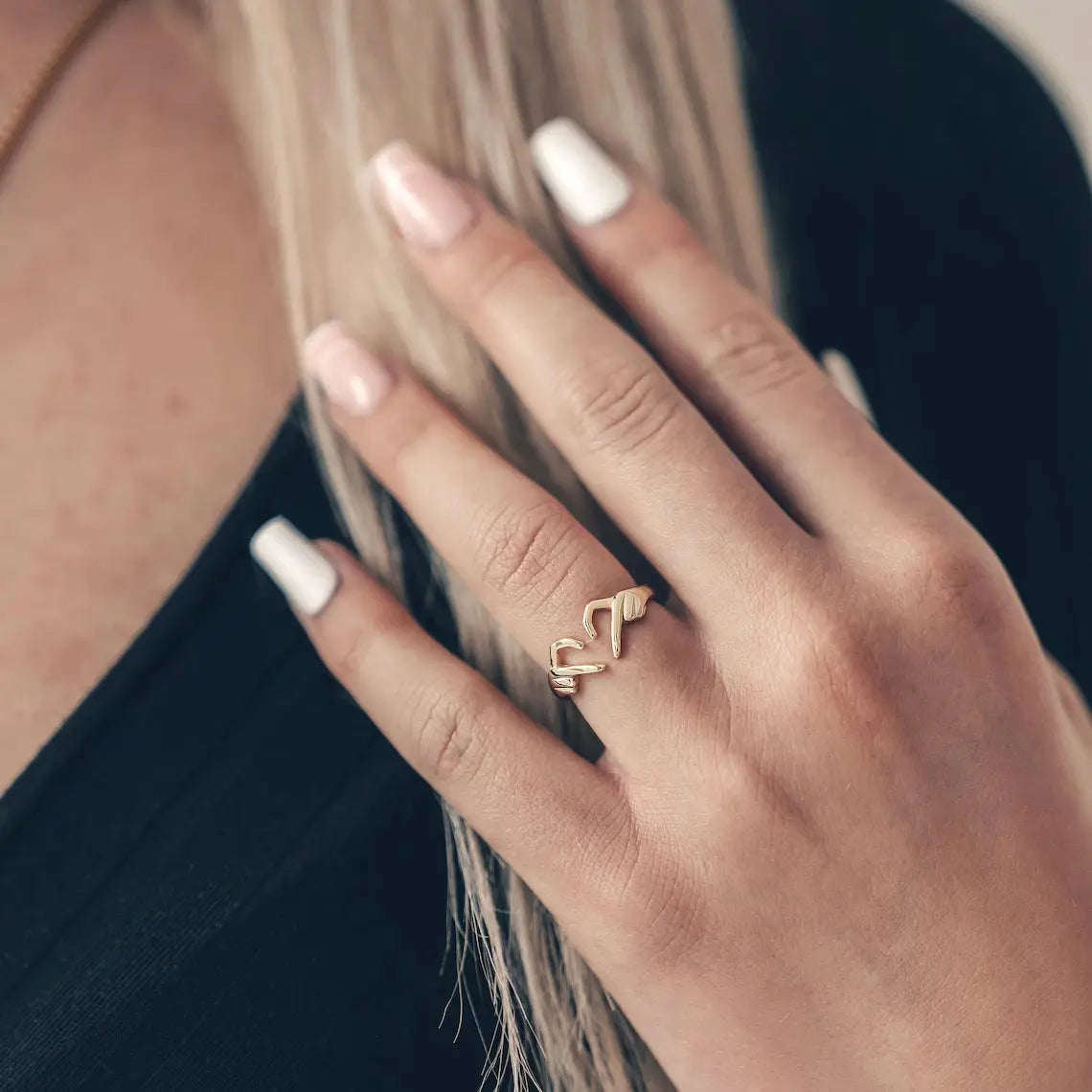 Vielring - Herz Hände Ring - 925 Silber - Gold