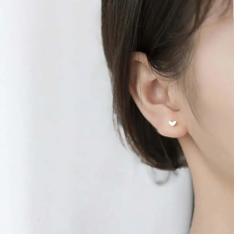 Vielring - Minimalitische Herz Ohrstecker - 925 Silber - Gold