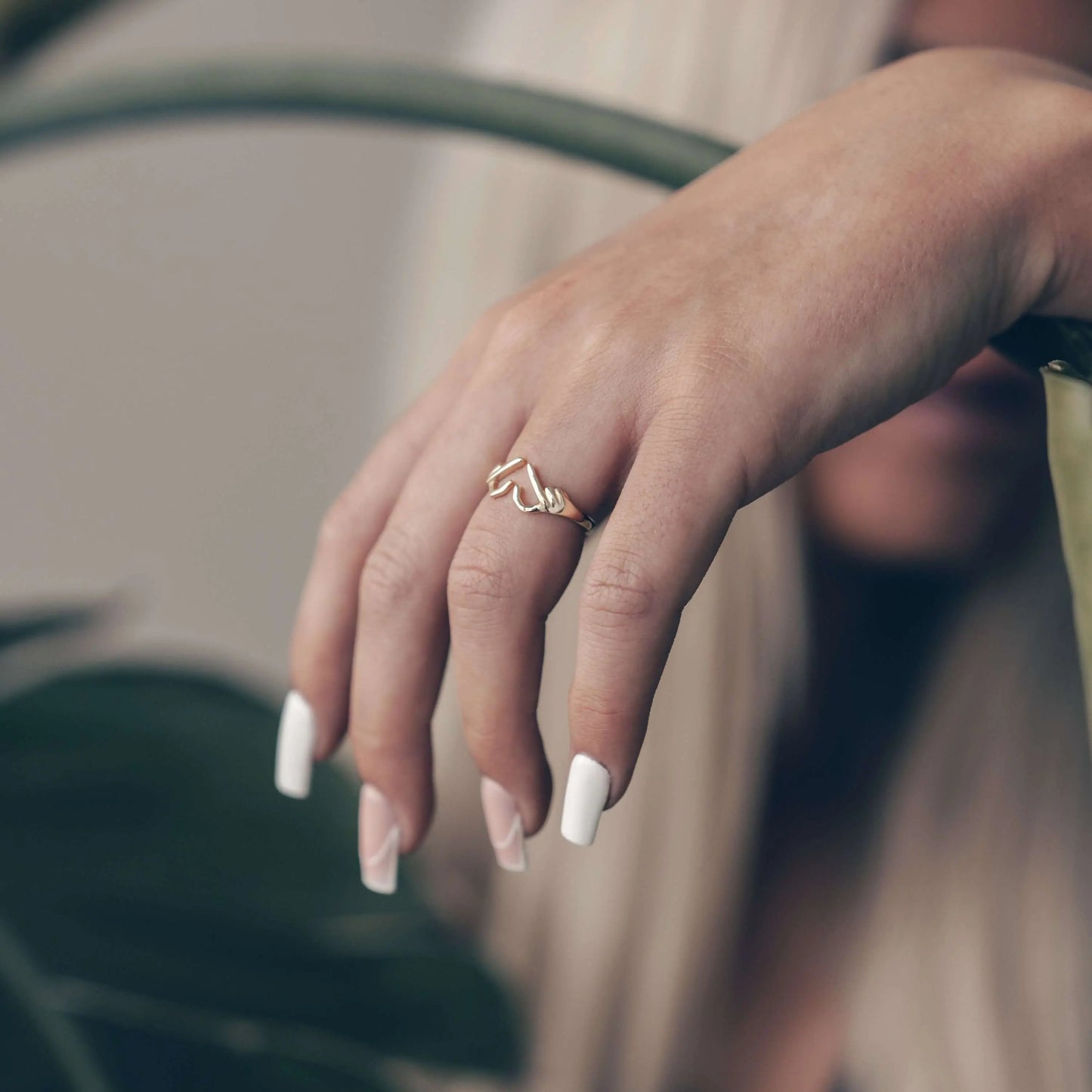 Vielring - Herz Hände Ring - 925 Silber - Gold