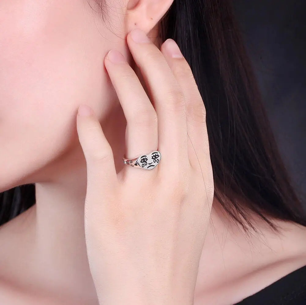 Vielring - Trauriger Smiley Emoji Ring - 925 Silber - Silber / Kupfer