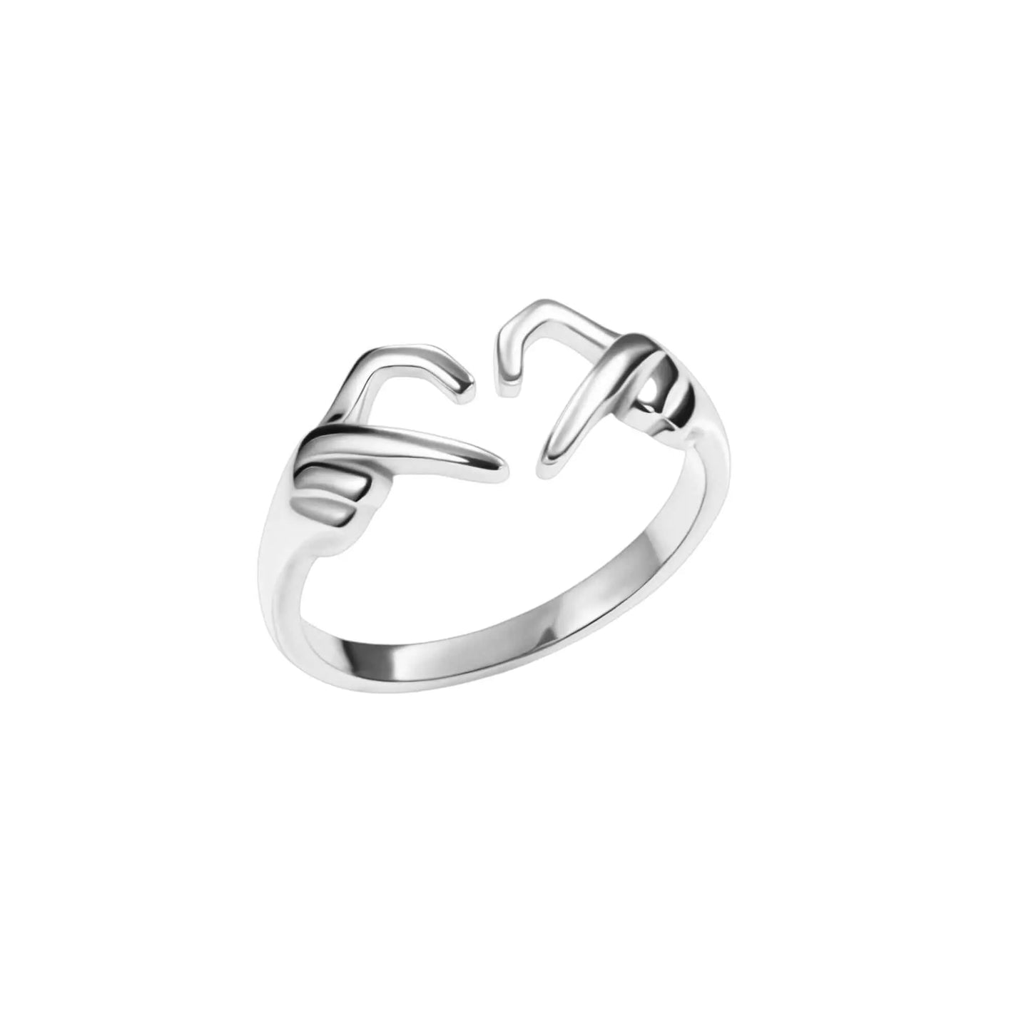 Vielring - Herz Hände Ring - 925 Silber - Silber