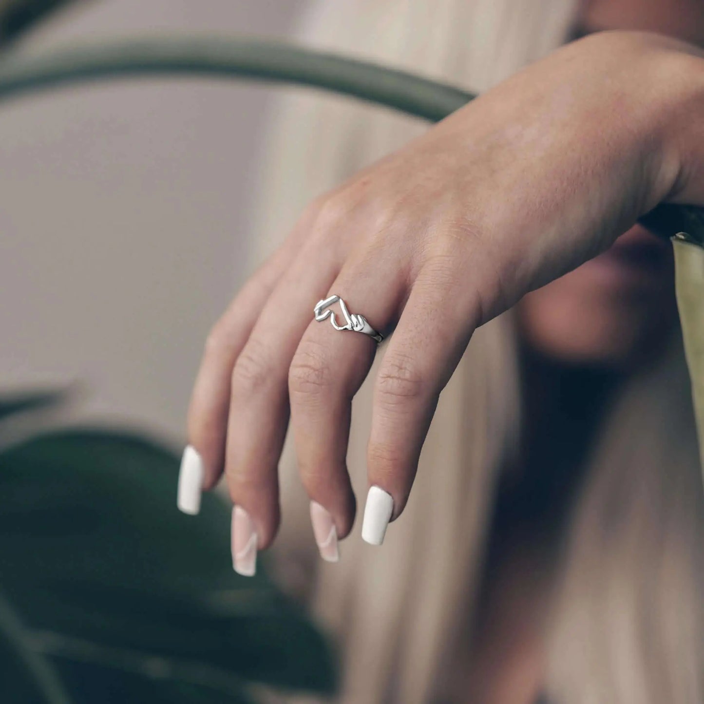 Vielring - Herz Hände Ring - 925 Silber - Gold