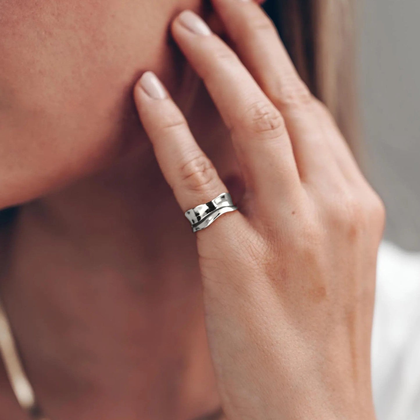 Vielring - Doppelter Wellen Ring - 925 Silber - Gold