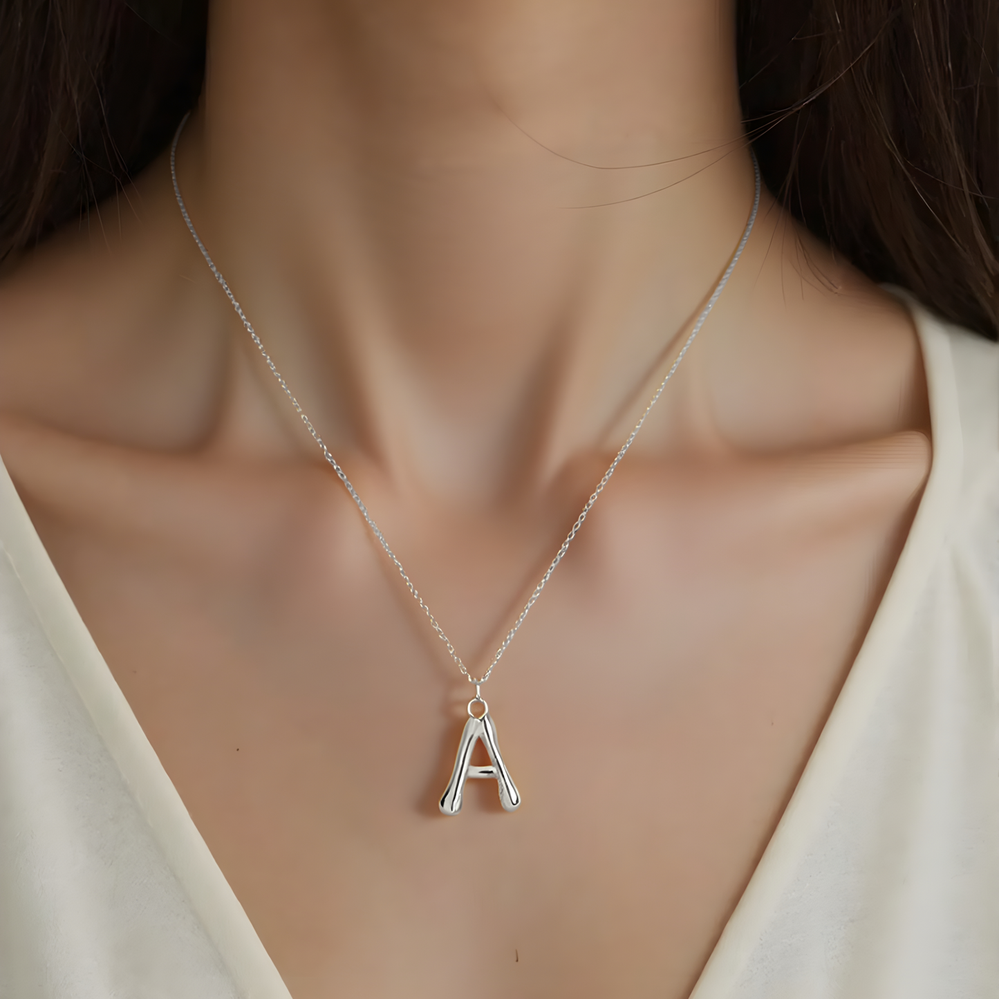 Abstrakte Buchstaben Halskette - 925 Silber