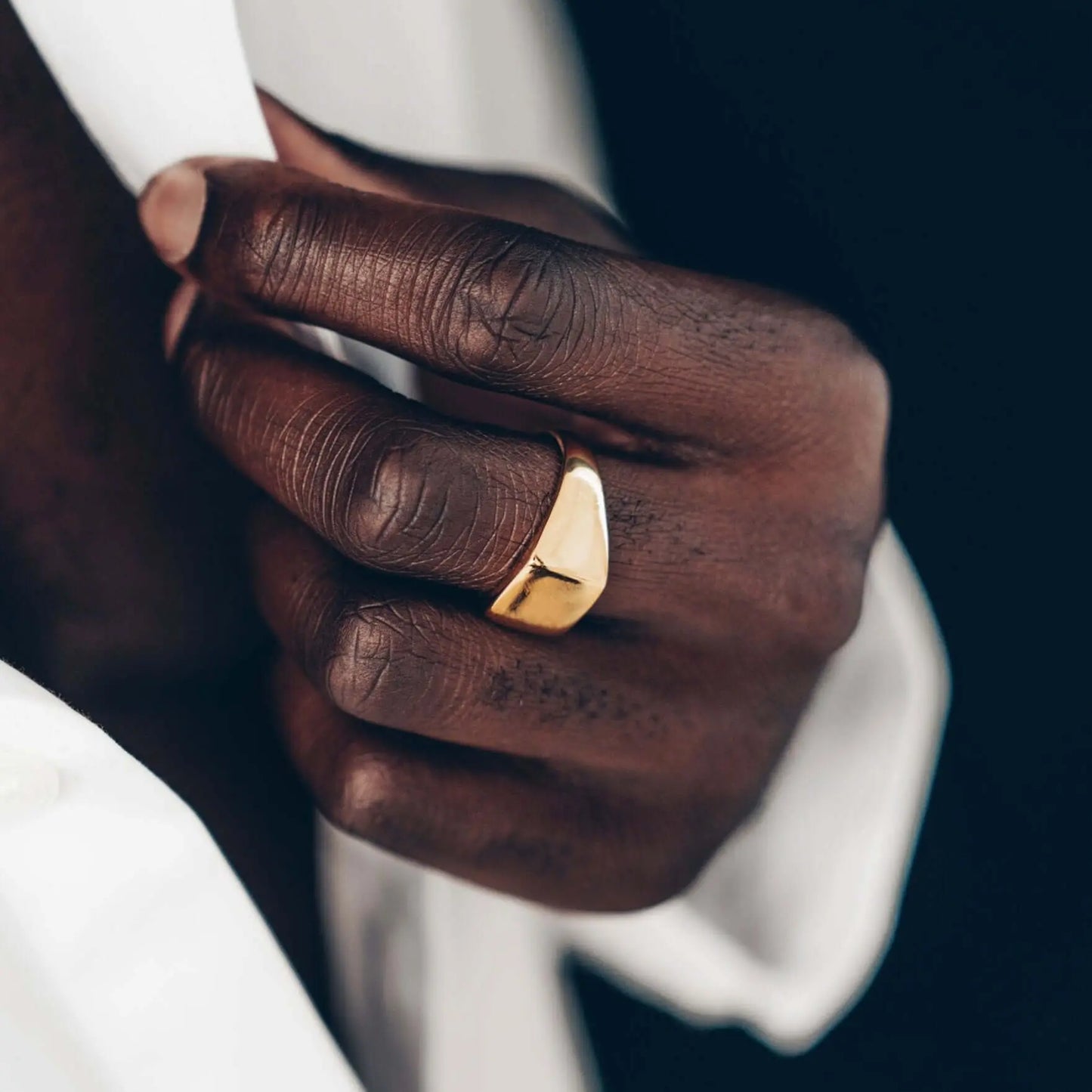 Vielring - Quadratischer Siegelring - 925 Silber - Gold / Kupfer