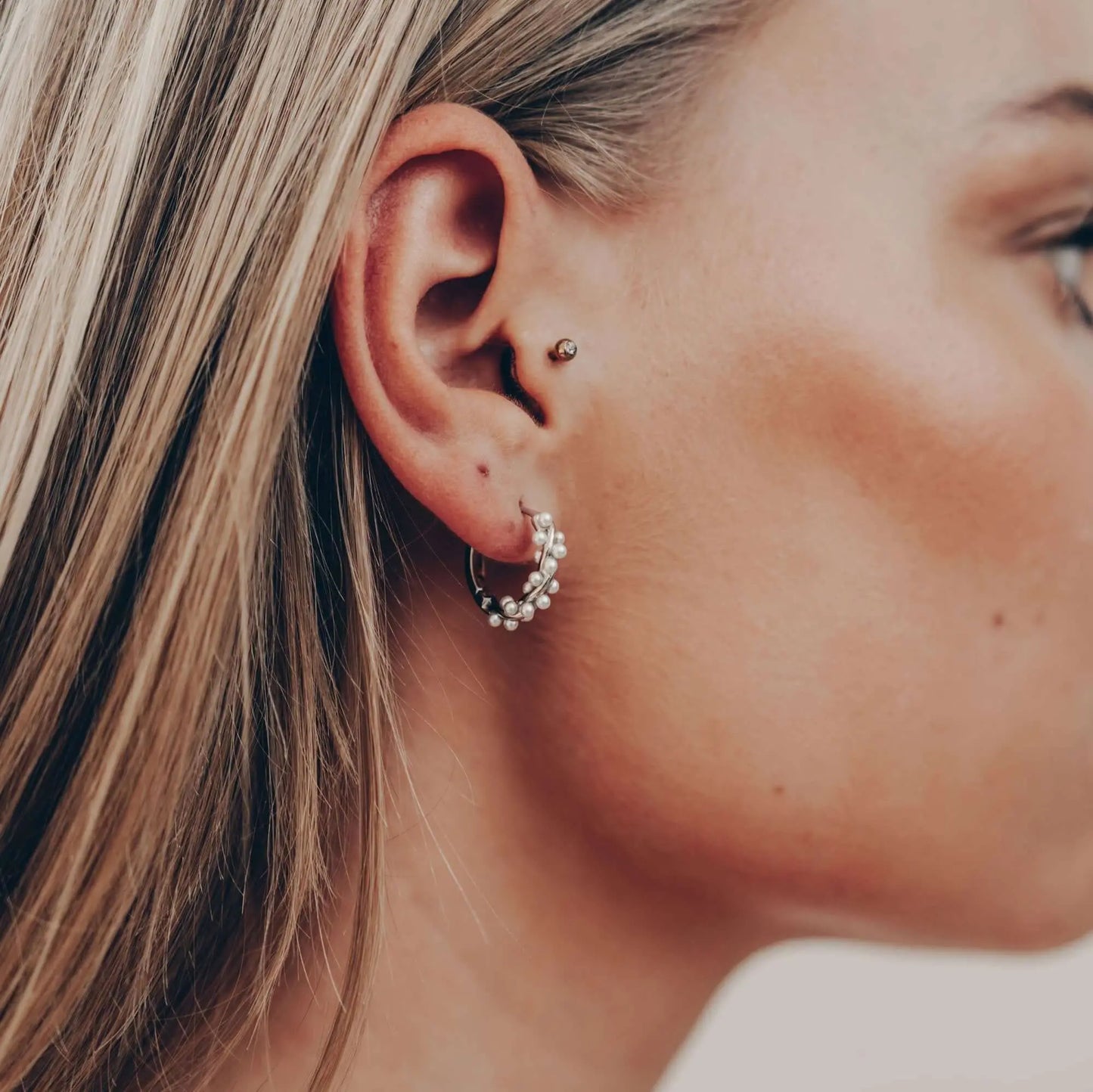 Vielring - Gedrehte Perlen Ohrringe - 925 Silber - Gold