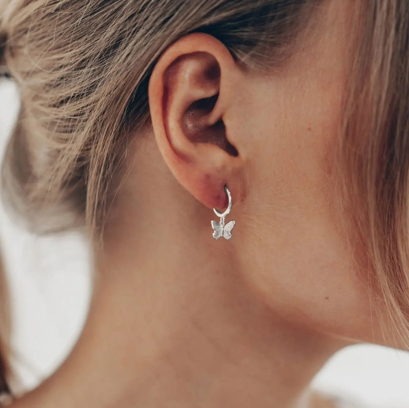 Vielring - Schmetterling Creolen - 925 Silber - Gold