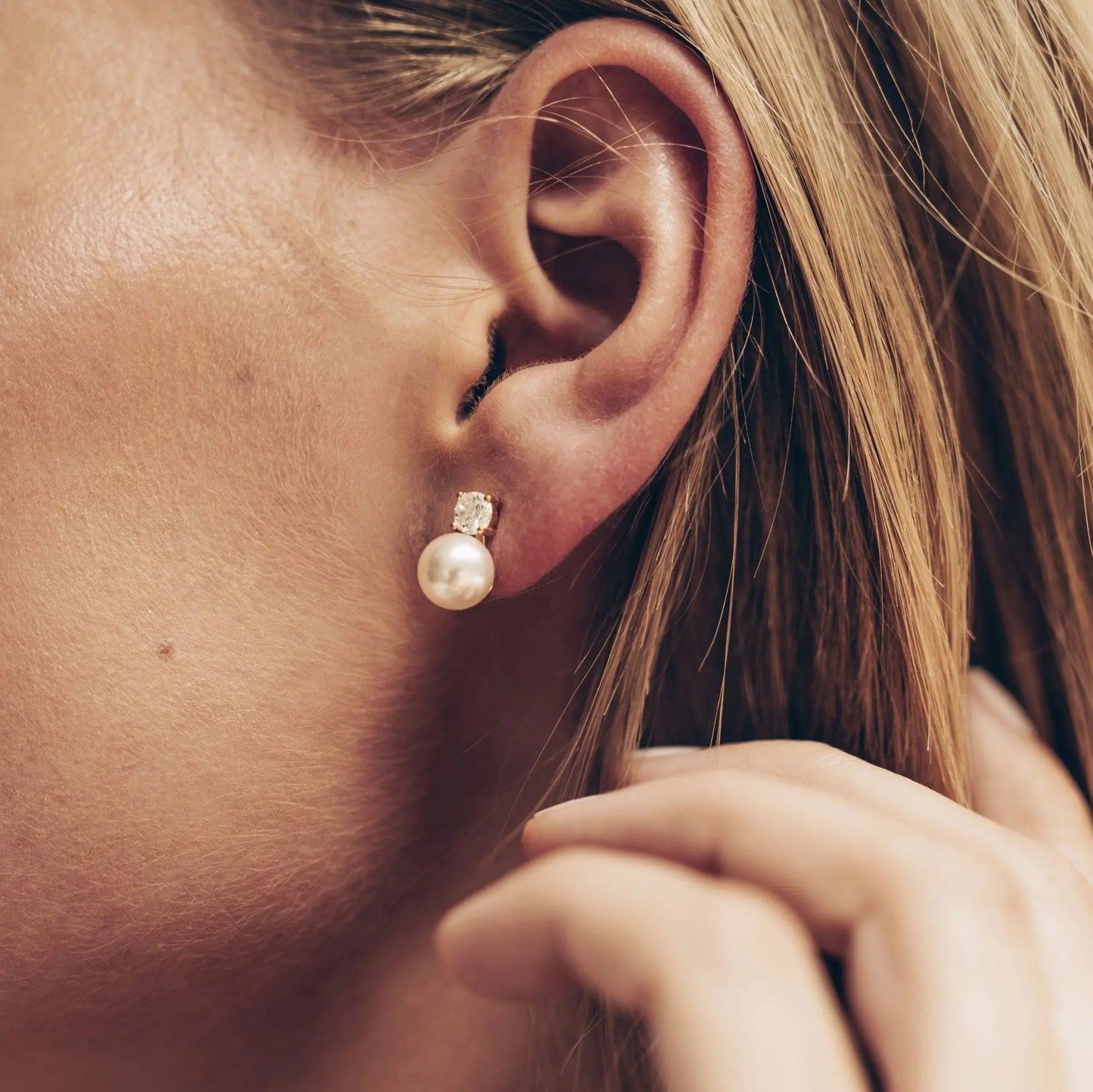 Vielring - Perlen Ohrstecker - 925 Silber - Gold