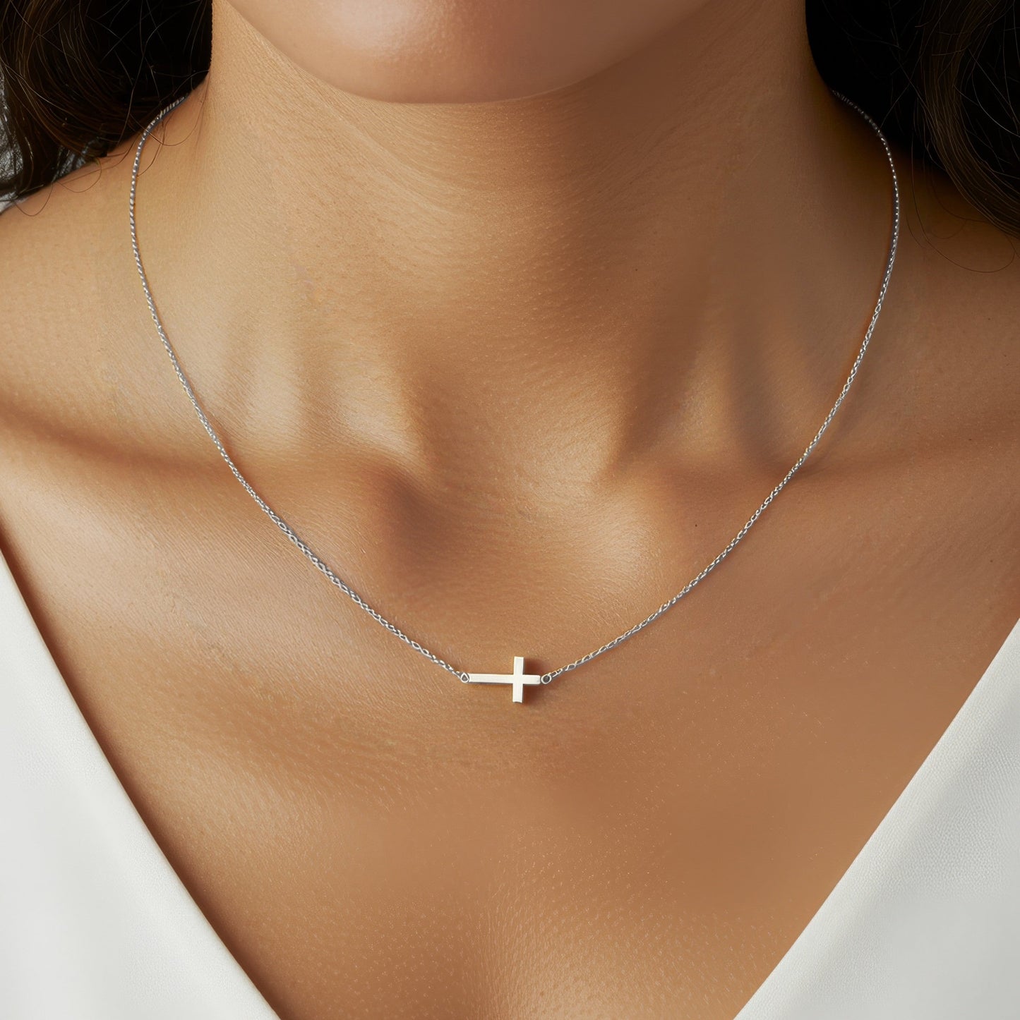 Square Zirconia Necklace - 925 Silver