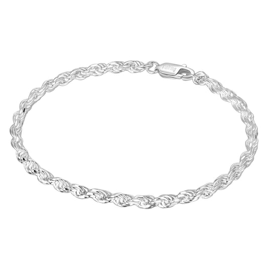 Cord chain rope bracelet 3.5 mm - 925 silver