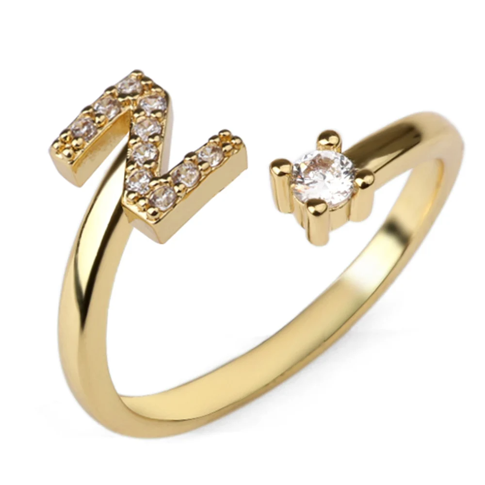 Zirkonia Buchstaben Ring - Edelstahl