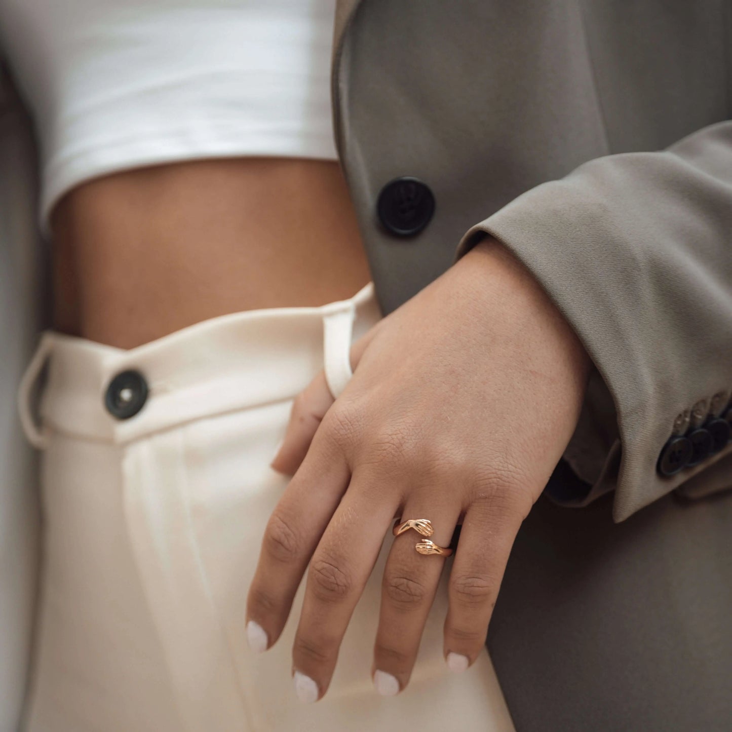 Vielring - Offener Umarmungsring Stärke - 925 Silber - Silber / Kupfer