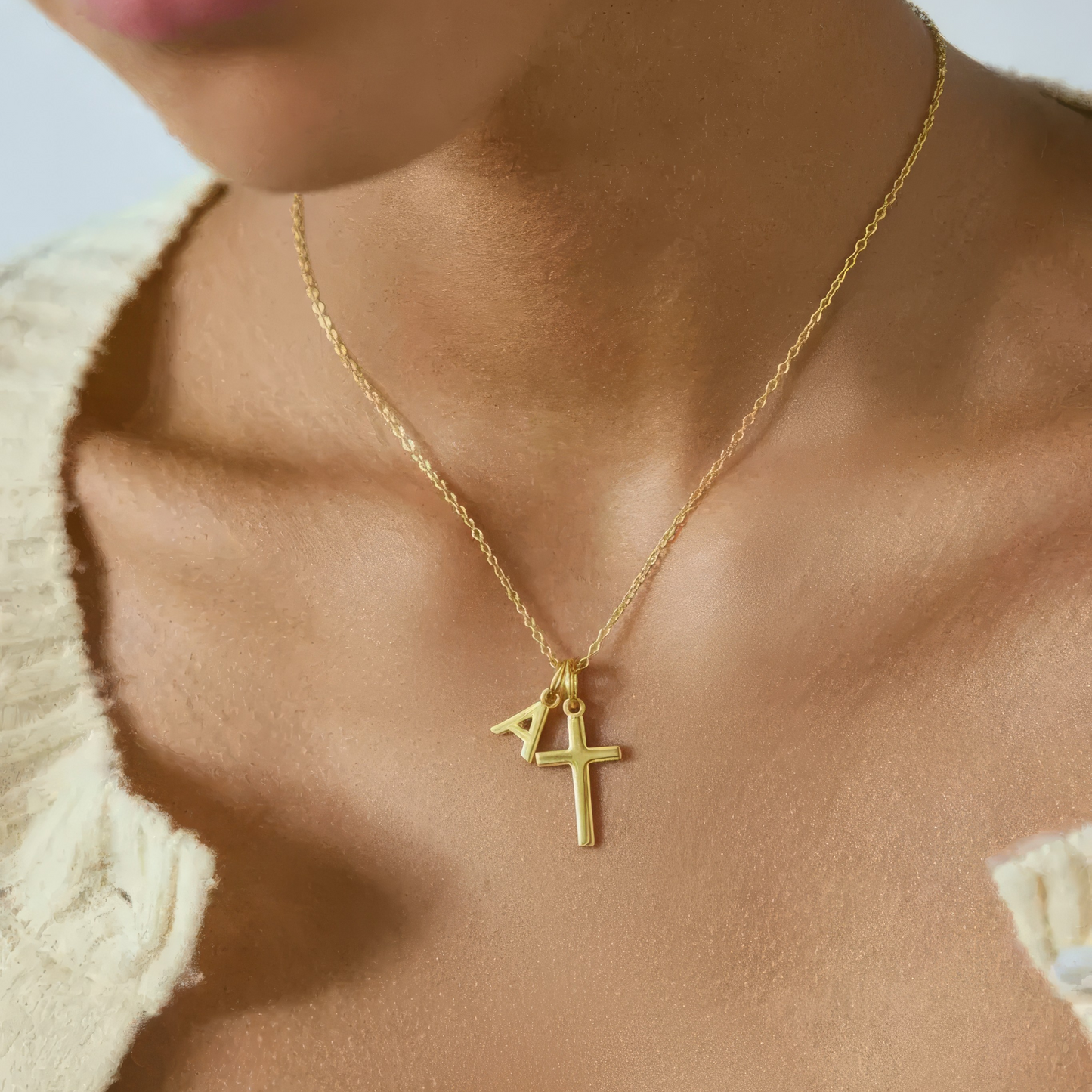 Kreuz Buchstaben Halskette - 925 Silber