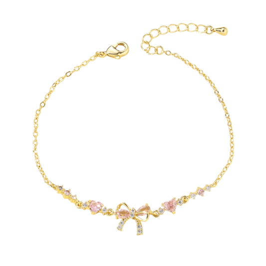 Herzen Pinke Zirkonia Steinen Armband - 925 Silber