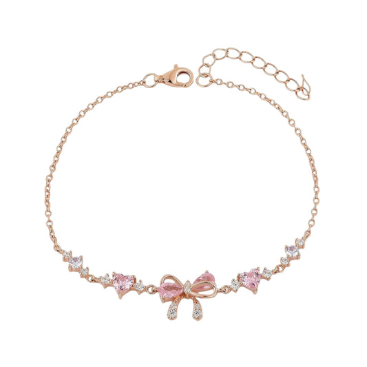 Herzen Pinke Zirkonia Steinen Armband - 925 Silber