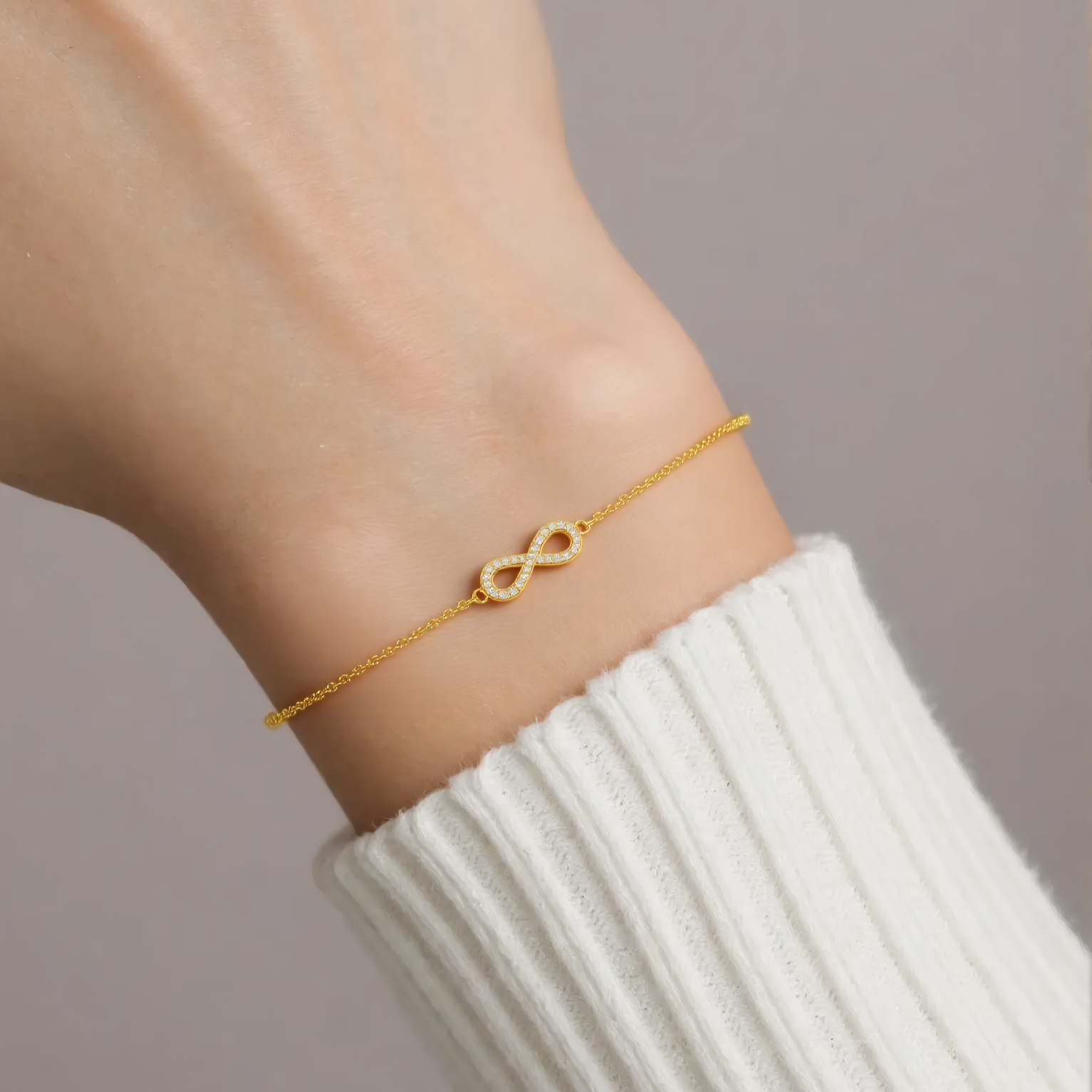 Vielring - Endless Armband mit Zirkonia Steinen - 925 Silber - Gold