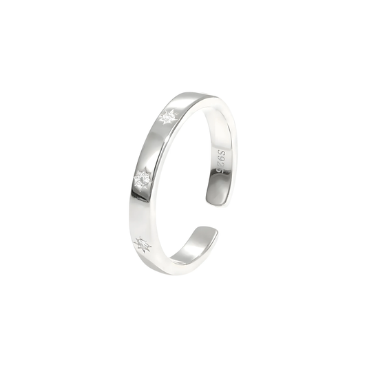 Kristall Sterne Ring - 925 Silber