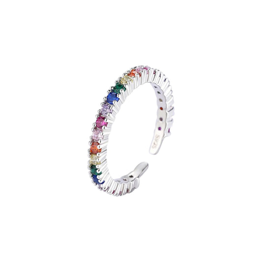 Vielring - Farbiger Zirkonia Steinen Ring - 925 Silber - Silber