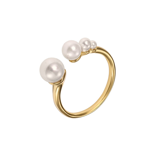 Vielring - Ring mit Süßwasserperlen - 925 Silber - Gold