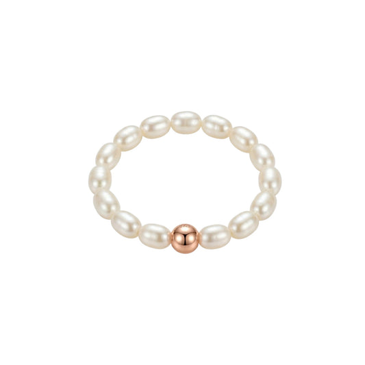 Vielring - Kugel Süßwasserperlen Anti-Stress-Ring – 925 Silber - Roségold