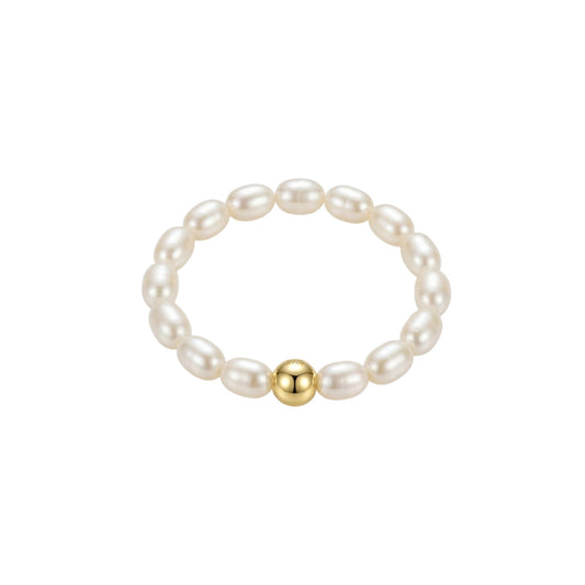 Vielring - Kugel Süßwasserperlen Anti-Stress-Ring – 925 Silber - Gold