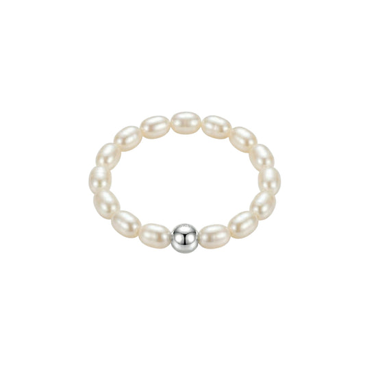 Vielring - Kugel Süßwasserperlen Anti-Stress-Ring – 925 Silber - Silber