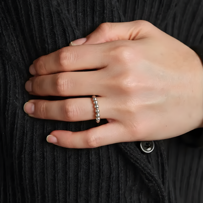 Perlen Drehbarer Ring - Edelstahl
