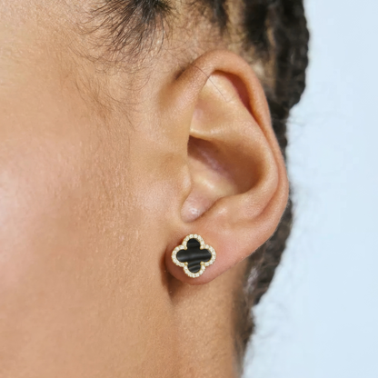 Schwarzer Perlmutt Ohrstecker - 925 Silber