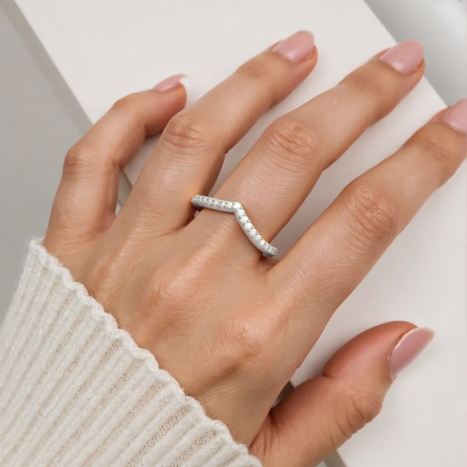 Vielring - Kristall V Ring - 925 Silber - Gold