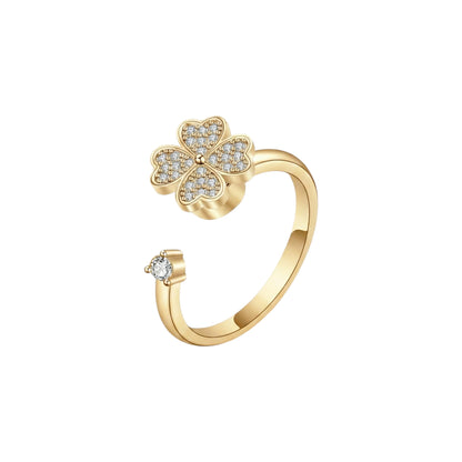 Zirkonia Kleeblatt Anxiety- & Antistress-Ring - 925 Silber