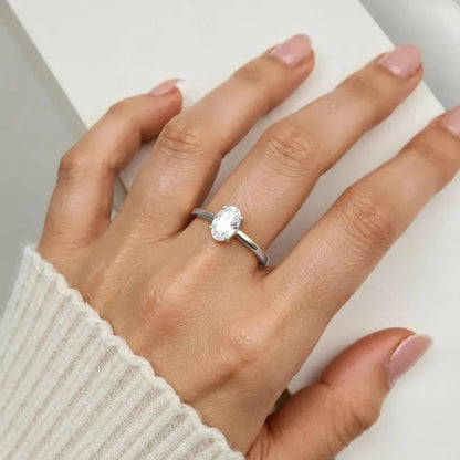 Vielring - Filigraner Ovaler Zirkonia Ring - 925 Silber - Gold