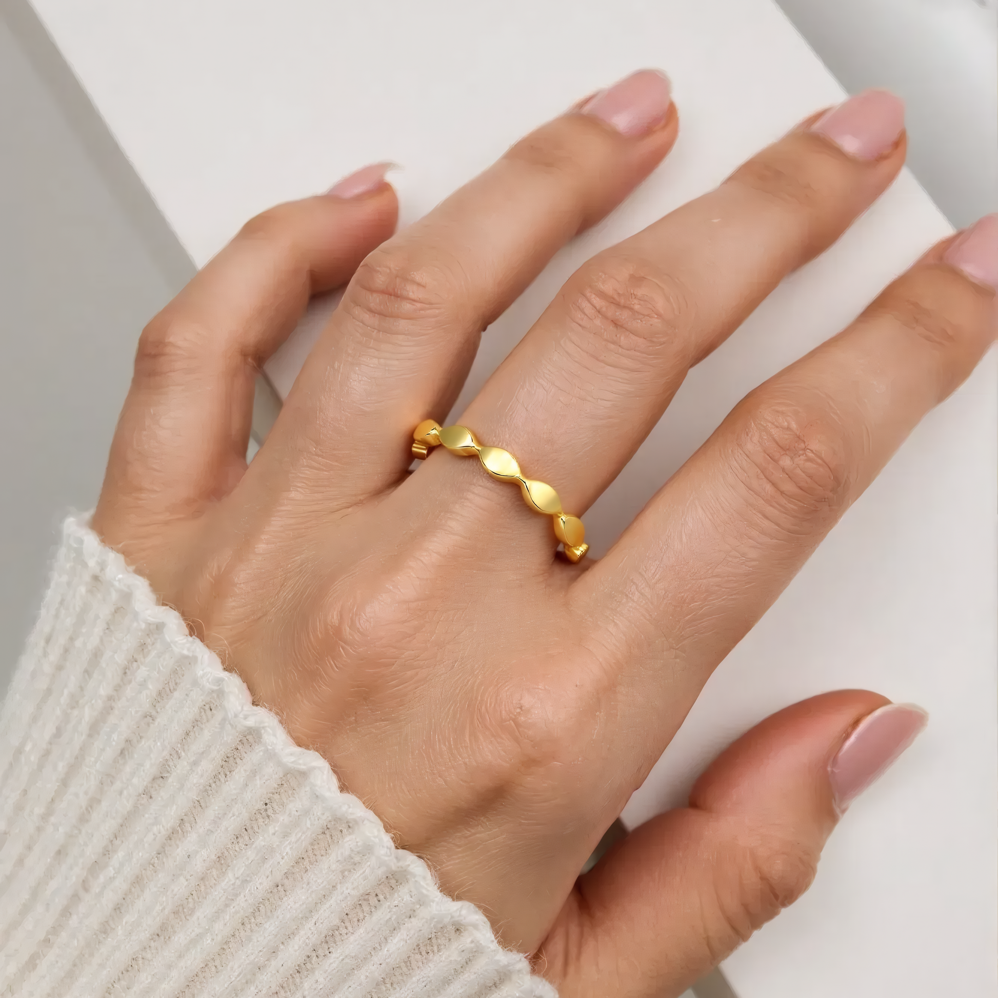 Vielring - Wellen Ring - 925 Silber - Gold