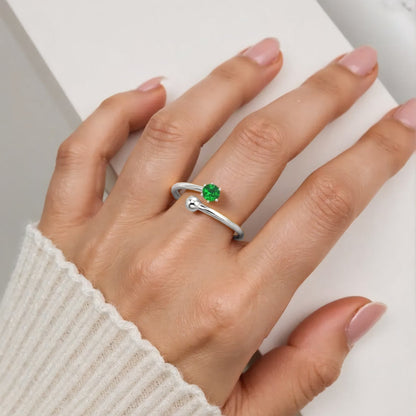 Vielring - Grün Huggie Zirkonia Stein Ring - 925 Silber - Gold